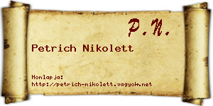 Petrich Nikolett névjegykártya